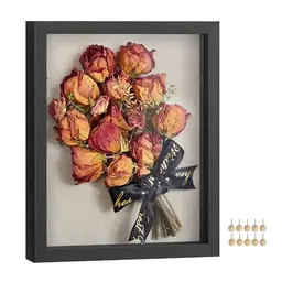 SONGMICS 3D Bilderrahmen mit Schnur und Klammern, DIY, schwarz, 22,5 x 4 x 27,5 cm, Geschenkidee
