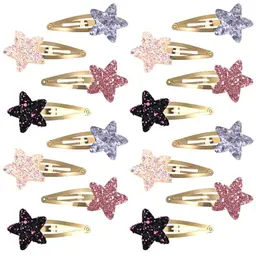 16er Set Glitzernde Stern Haarspangen für Mädchen, Haarschmuck für Karneval, Party, Geburtstag und Geschenk