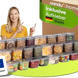 uandu Vorratsdosen Set 24er - Luftdicht & BPA-frei - Aufbewahrung & Organisation für die Küche