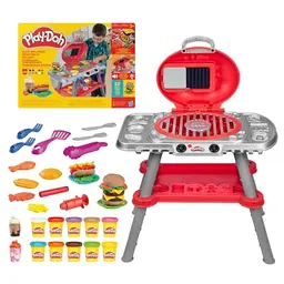 Play-Doh Grillparty Spielzeug mit Grill-Station, Accessoires und 6 Dosen Knete, ab 3 Jahren