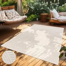 Paco Home Teppich für Innen & Außen, modernes Boho Design, robust & wetterfest, 60x100 cm, creme