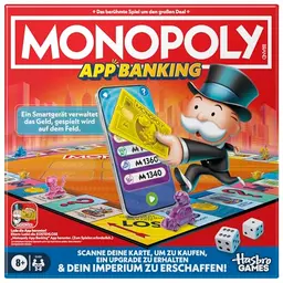 Monopoly App Banking Brettspiel - Moderne deutsche Version für 2 bis 6 Spieler, ab 8 Jahren