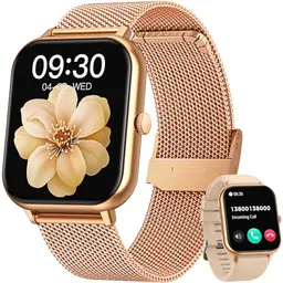 Damen Smartwatch Fitnessuhr mit Telefonfunktion - 1.83 Zoll, Wasserdicht, 100+ Sportmodi, Schlafmonitor und Schrittzähler
