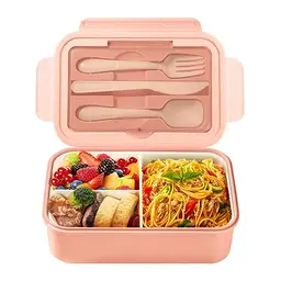 Diboniur Lunchbox mit Fächern, 1400ML, für Schule und Picknick (Rosa)