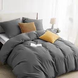 BEDSURE Bettwäsche 200x200 cm 3-teilig Anthrazit - Bettbezug & 2 Kissenbezüge, ÖKO-TEX, Mikrofaser