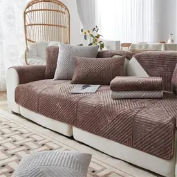 Samt Sofabezug L-Form für Ecksofas und Couch - 90x90cm, Schokolade, rutschfest, für Hund und Katze