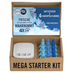 Febreze Programmierbarer Lufterfrischer 3Volution Starter-Kit mit 4 Nachfüllflakons Aprilfrisch, Elektrischer Duftstecker gegen Gerüche