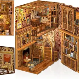 Cutefun Book Nook Kit - DIY Miniatur Buchladen Puppenhaus mit LED-Beleuchtung für Erwachsene