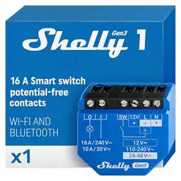 Shelly 1 Gen3 - WLAN Smart-Schalter, 1 Kanal, 16A, Lichtschalter, Garagentoröffner, Smart Home, Alexa & Google Home