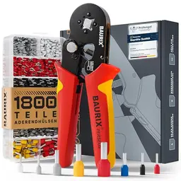 BAURIX® Crimpzange Set mit 1800 Aderendhülsen I Selbstjustierende Aderendhülsenzange für 0,25-10mm² - Modell PERSEUS