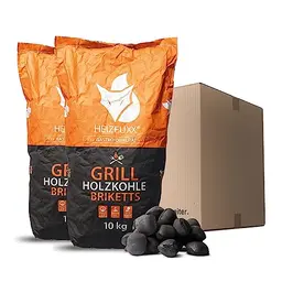 HEIZFUXX Grillbriketts 20kg - Premium Grillkohle für BBQ und Smoker