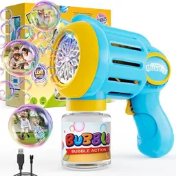 Bombble Automatische Seifenblasenpistole – 10000 Blasen/Min, 130ML Seifenblasenlösung, Geschenk für Kinder, Geburtstag, Party
