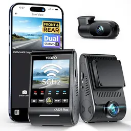 VIOFO A229 Plus 2K Dual Dashcam mit Sprachsteuerung und 5GHz Wi-Fi, GPS & Super Nachtsicht, 2,4" LCD, 512 GB Max