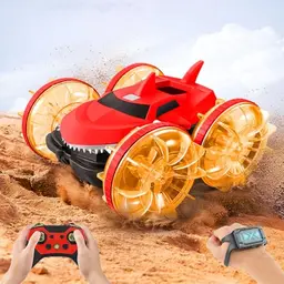 UOUNE Ferngesteuertes Amphibienfahrzeug 4WD, Wasserdichtes Stunt RC Auto, Geburtstagsgeschenk für Kinder ab 8 Jahren
