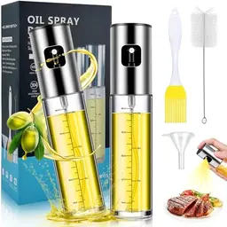 Ölsprüher 2er Set, 100ml Edelstahl-Speiseölsprüher für Küche, Heißluftfritteuse, Salat und Grill