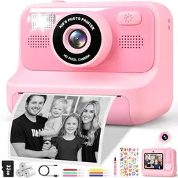 Subtail Sofortbildkamera für Kinder - 1080P Digitalkamera mit 32GB - Rosa - Ideal als Geburtstagsgeschenk
