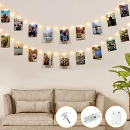 kolpop Lichterkette mit Fotoclips 5M 50LED für Wohnzimmer, Weihnachten und Hochzeiten