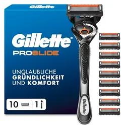 Gillette Fusion5 Proglide Rasierer Herren mit 10 Ersatzklingen, Silber/Schwarz