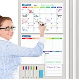 3er Set Magnetischer Wochenplaner für Kühlschrank - Inkl. Monatskalender, To-Do Liste und 6 Marker