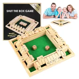 Shut The Box Holzspiel für 4 Spieler, Familienspiel & Reisespiel