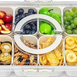 HOSAM Snackbox mit Deckel und Griff – Unterteilte Servierplatte für Süßigkeiten, Obst und Nüsse – Ideal für Partys
