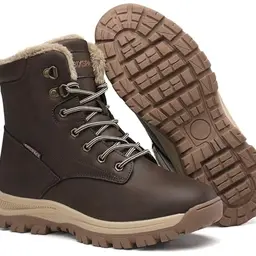 Sixspace Winterstiefel für Herren und Damen - Warme, rutschfeste Wanderschuhe, Dunkelbraun, Größe 40 EU