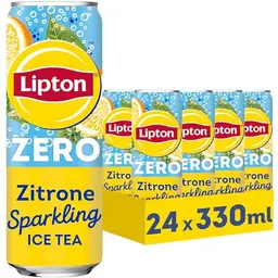 LIPTON ICE TEA Sparkling Lemon Zero, zuckerfreier Zitronen Eistee, 24 Dosen à 0,33 l