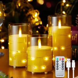 EXTSUD 3er Set LED Kerzen mit Fernbedienung und Timer – Flammenlose Dekoration für Weihnachten, Geburtstage und Partys