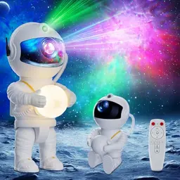 Sternenhimmel Projektor Astronaut mit Fernbedienung – 8 Nebel- & 2 Sternenmodi, Mond Nachtlicht für Kinder und Erwachsene