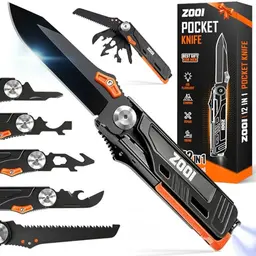 Vatertagsgeschenk 12-in-1 Multitool Taschenmesser für Papa & Männer, Camping Zubehör, Klappmesser