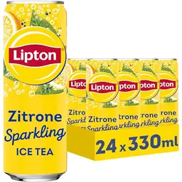 LIPTON ICE TEA Sparkling Lemon, Eistee mit Zitronen Geschmack, 24 Dosen à 0.33 l