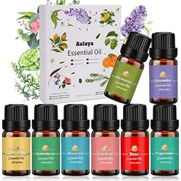 Ätherische Öl-Set 8x10ml - Naturrein für Diffuser, Seife, Kerzen, Luftbefeuchter, SPA mit Rosmarin, Bergamotte, Eukalyptus, Lavendel, Pfefferminze, Zitronengras