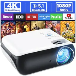 HOPVISION Beamer, Full HD 1080P, Tragbarer Mini Beamer für Heimkino & Outdoor, Kompatibel mit Smartphone & PS5