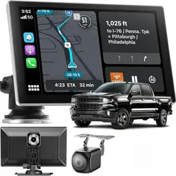 9" Carplay Display - Drahtlose 4K Dashcam & 1080P Rückfahrkamera mit GPS, Bluetooth, Sprachsteuerung
