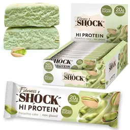 FitnesSHOCK High Proteinriegel Set, 12 Stück, 20g Eiweiß, kalorienarm, low carb, ballaststoffreich, Pistazien-Geschmack