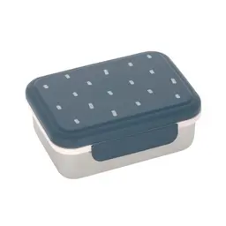 LÄSSIG Kinder Brotdose aus Edelstahl, Lunchbox, Frühstücksbox, nachhaltig, für Kindergarten & Schule, Happy Prints midnight blue
