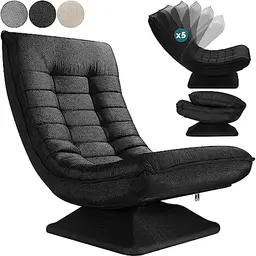 Casaria® Relaxsessel 360° drehbar, klappbar, gepolstert, 150kg belastbar, für Wohnzimmer & Gaming, Schwarz