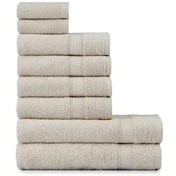 nottoc Handtücher Set Beige 8-TLG - 2 Badetücher, 4 Handtücher & 2 Gästehandtücher aus 100% Baumwolle - Weich & Saugfähig
