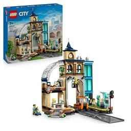 LEGO City Trains Hauptbahnhof - Spielzeug mit Hublift, 2 Plattformen, 6 Minifiguren - Kreatives Geschenk für Kinder ab 7 Jahren - 60469