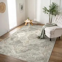 BEIMO Waschbarer Rutschfester Teppich 120x170 cm, Vintage Boho Stil, Strapazierfähig für Flur und Wohnzimmer