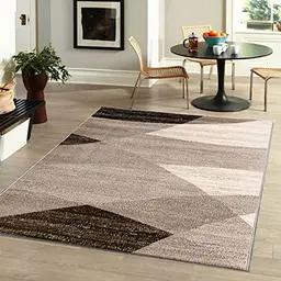 VIMODA Moderner Teppich in Braun Beige mit geometrischem Muster, 60x110 cm