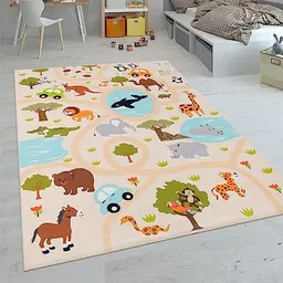 Paco Home Kinderteppich 120x160 cm - Rutschfester Spielteppich für Jungen und Mädchen, Bunt