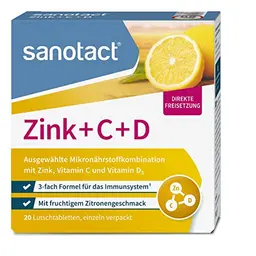 sanotact Zink + C + D Lutschtabletten – Immunsystem-Boost mit fruchtigem Zitronengeschmack