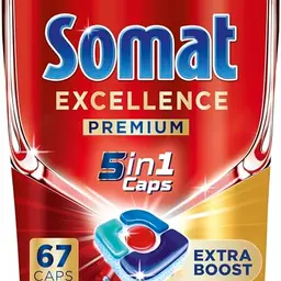 Somat Excellence Premium 5in1 Caps (67 Caps) - Spülmaschinentabs mit Extra Boost für hartnäckige Essensreste