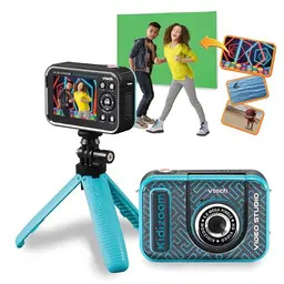 Vtech Kidizoom Video Studio HD blau – Kinderkamera mit Greenscreen und Stativ – Für Kinder von 5-12 Jahren