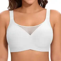 Jiuday Bügelloser Push-Up BH für Damen, Nahtlos und Bequem, Klassisches T-Shirt Design (Flacher V Weiß, 2XL)