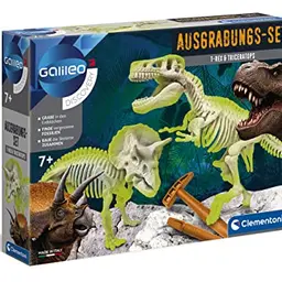 Clementoni 69408 Galileo Discovery Ausgrabungsset T-Rex und Triceratops für Kinder ab 7 Jahren