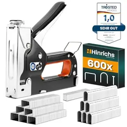Hinrichs Handtacker Set - 3-in-1 Profi Tacker für Holz und Stoff - Mit 400 Klammern & 200 Nägeln
