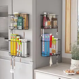 Ornestia 4er Set Selbstklebende Organizer für Küchenschränke – Praktische Aufbewahrung ohne Bohren (schwarz)