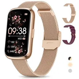 RUXINGX Damen Smartwatch, 1,47'' Fitnessuhr mit 24 Sportmodi, Pulsmesser, Schlafmonitor, Wasserdicht, Schrittzähler, Roségold